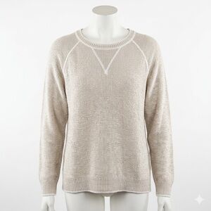 Cotton Country 100% Cotton Cream Beige Raglan Knit Sweater Women’s XL